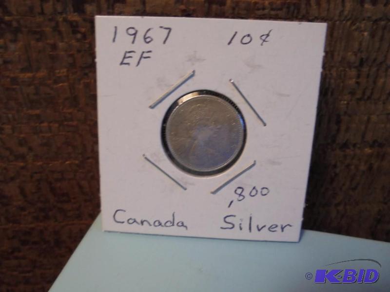 1967 Canadian 10 cent Extra Fine .800 silver ...