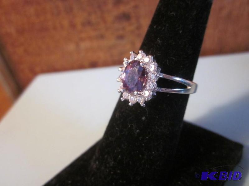 Sterling Silver size 8 ring set with Cubic Zi...