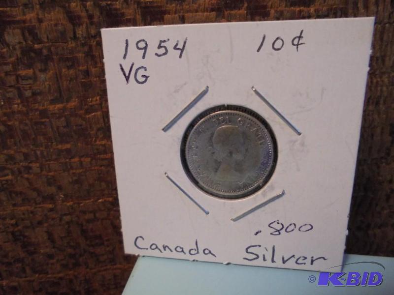 1954 Canadian 10 cent .800 silver coin in Ver...