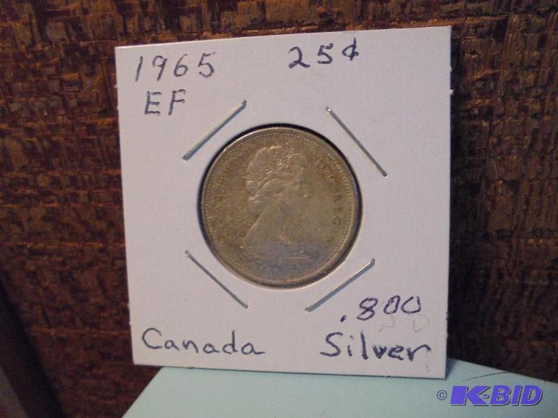 1965 Extra Fine Canadian 25 cent .800 silver ...