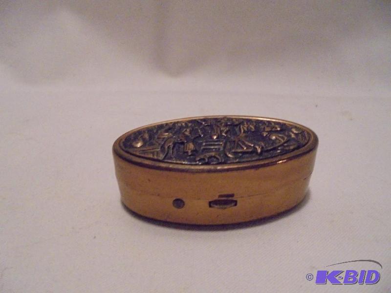 Small brass embossed trinket pill box. &nbsp...