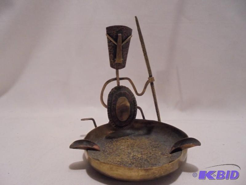 Rare c.1950 Old Maya Aztec hammered copper an...