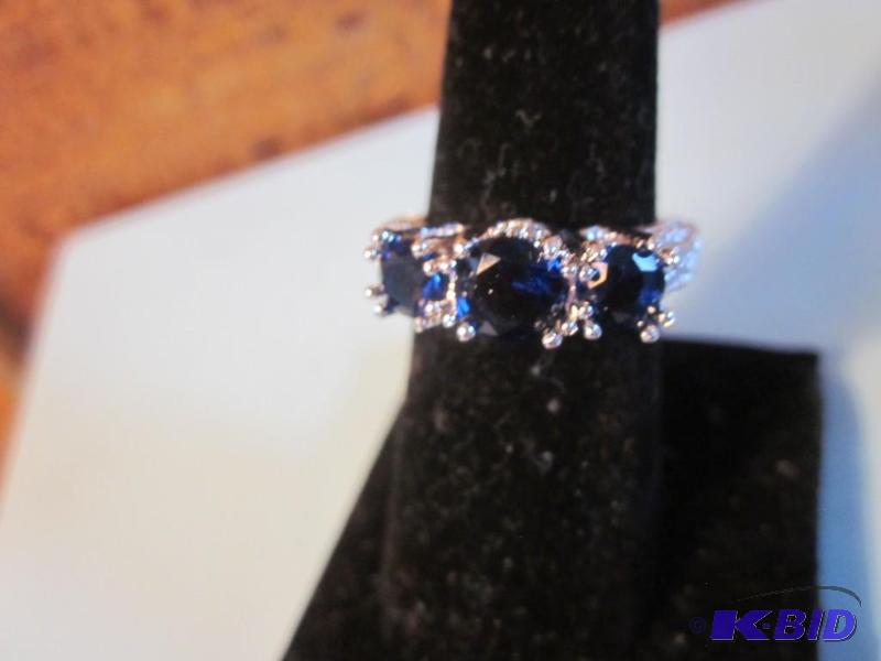 Sterling Silver, (3) blue Sapphires, and Cubi...