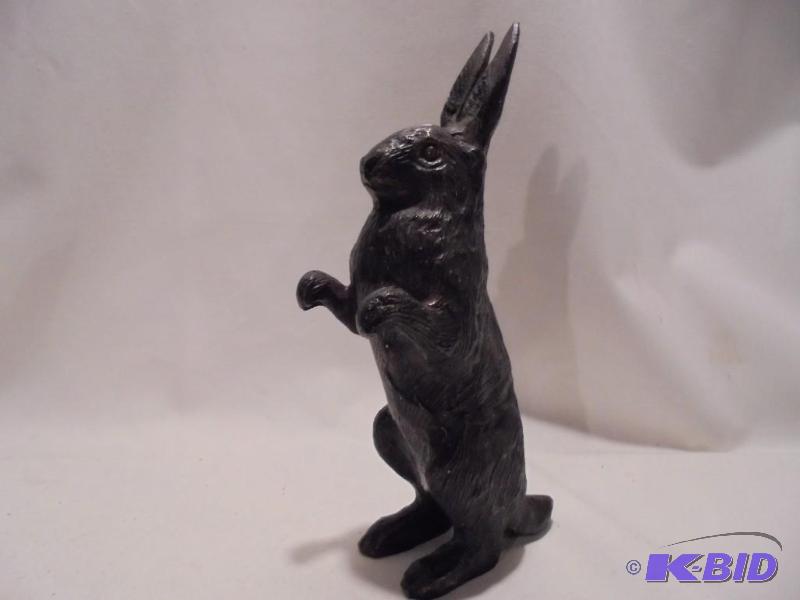 8 inch vintage solid bronze rabbit....
