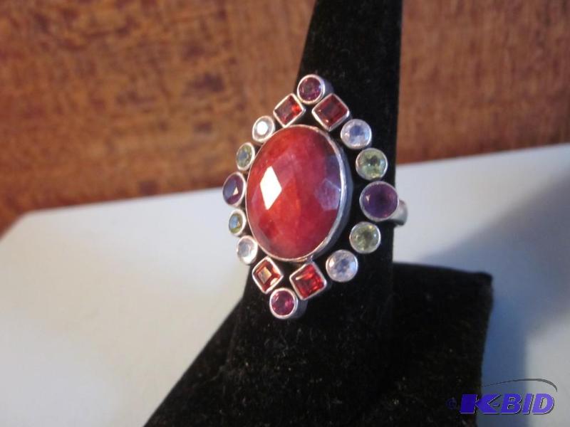 Large vintage red Jasper center stone with mu...
