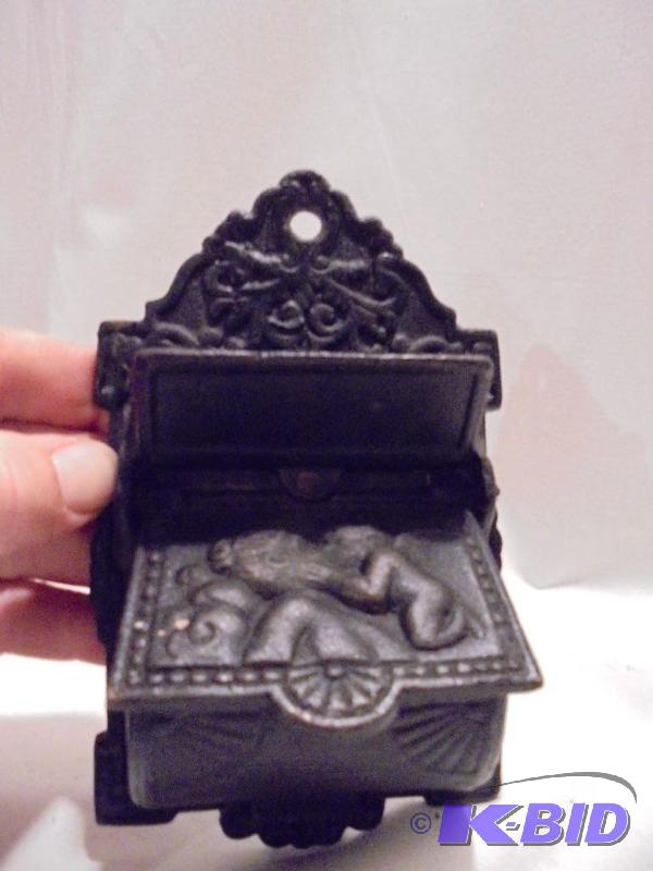 Vintage cast iron double pocket matchbook hol...