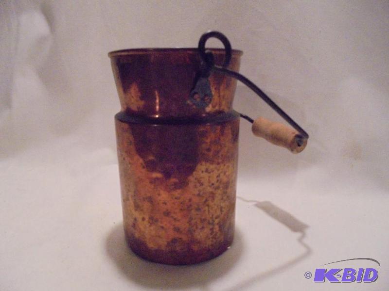 Antique Copper water pot with wood handle....