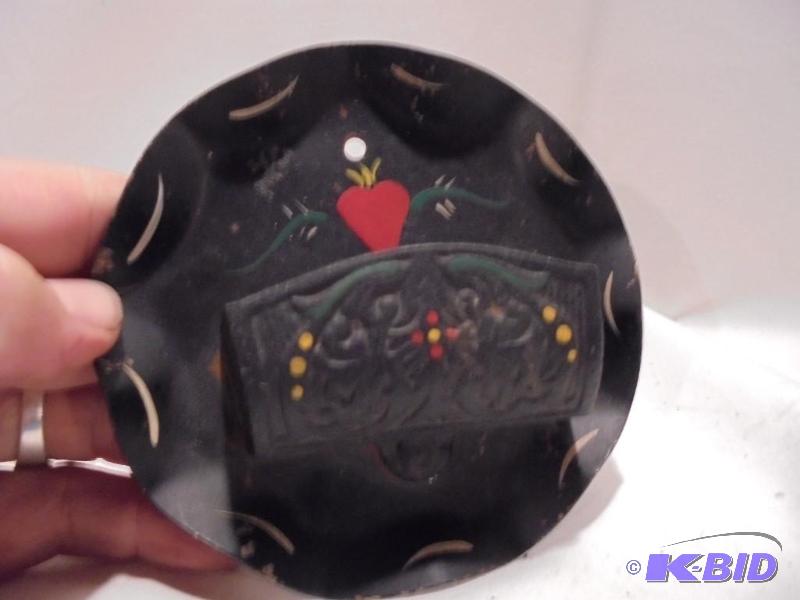 Vintage cast iron and tin painted matchbook w...