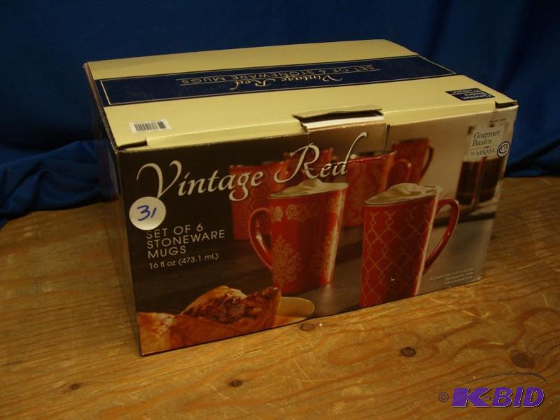 Vintage Red Stoneware Mugs