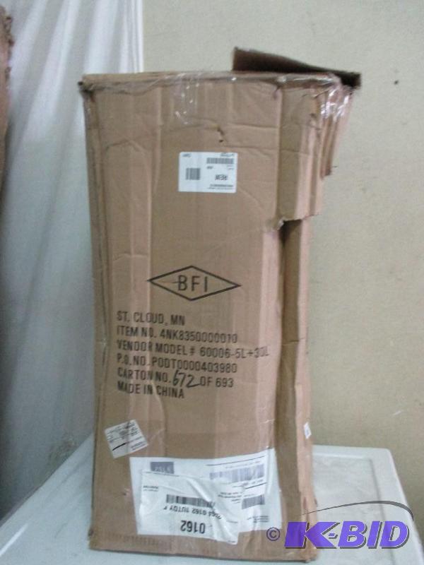 SS trash cans, dented...