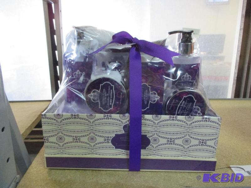 Lavender bath set, one bottle spilled...