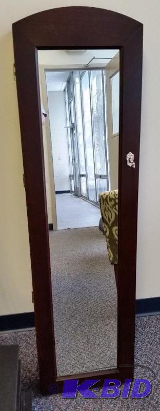 Full Length Mirror with Jewelry Armoire. With silver key to lock.  New out of Box Assembled.