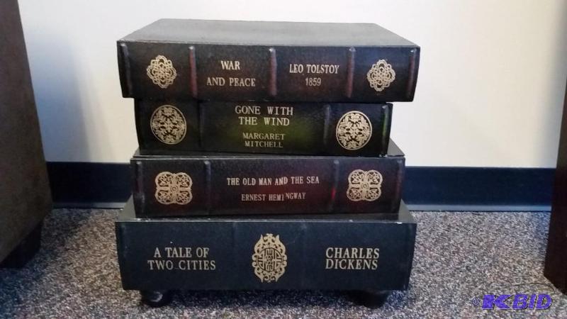 Cutest item on this Auction.  Book-Design Side Table.  New out of Box.  Assembled.