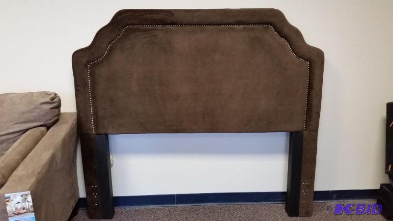 Caryle Chocolate Queen Headboard Only.  Faux Suede Padded Headboard wnailhead trim.  New out of Box