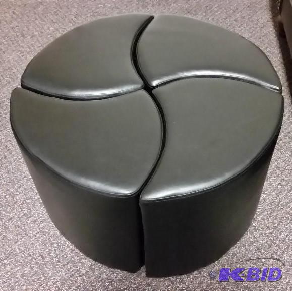 Unique 4 Piece Ottoman Set.  Yin Yang Style.  Black Faux Patent Leather New out of Box.
