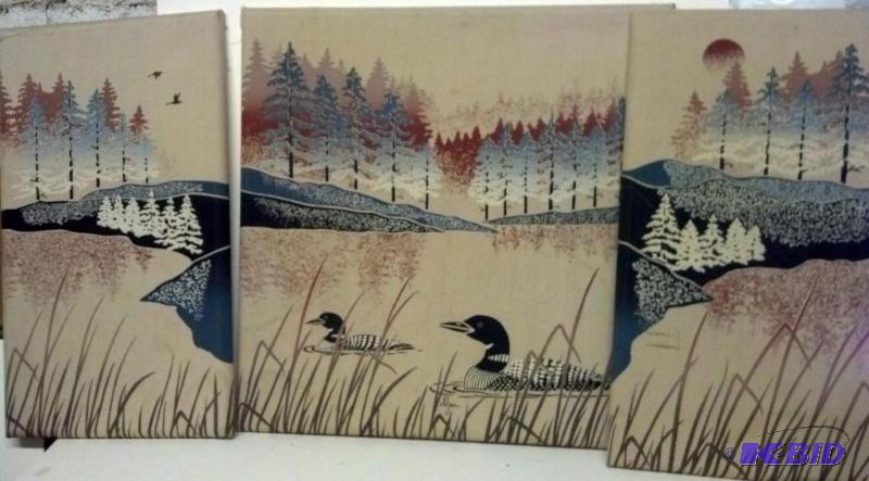 Picture as shown-Canvas Loon 3 Piece. 24&quo...