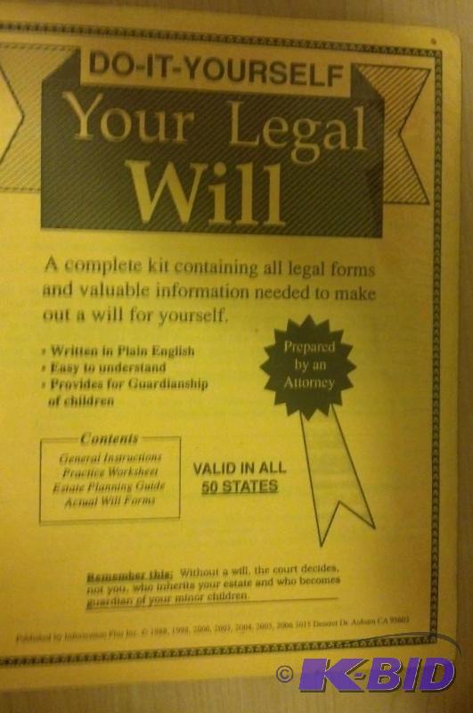 lot 17 image: Do-It-Yourself Legal Will Kit, NEW...