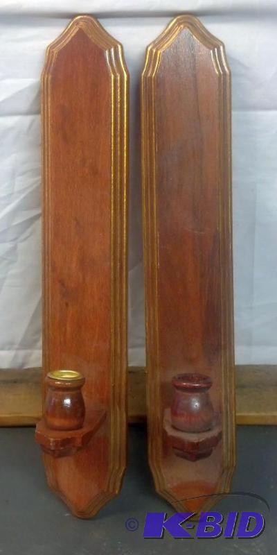 lot 32 image: Set of 12" Wooden with wood and brass ti...