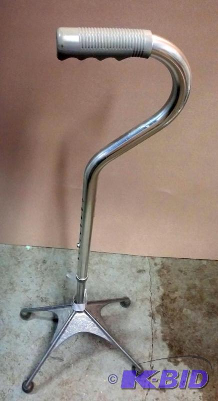 lot 76 image: Adjustable cane with 4 legs...