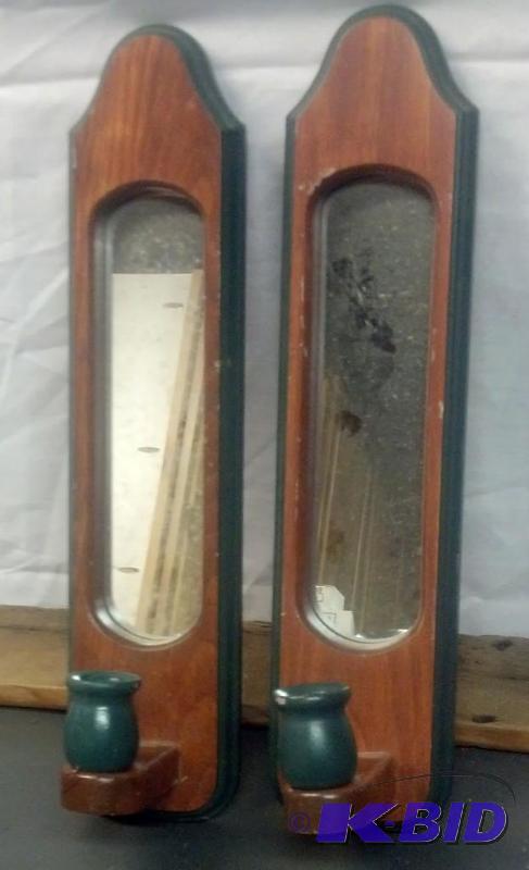 lot 78 image: Set of 12" Wooden candle sconces...