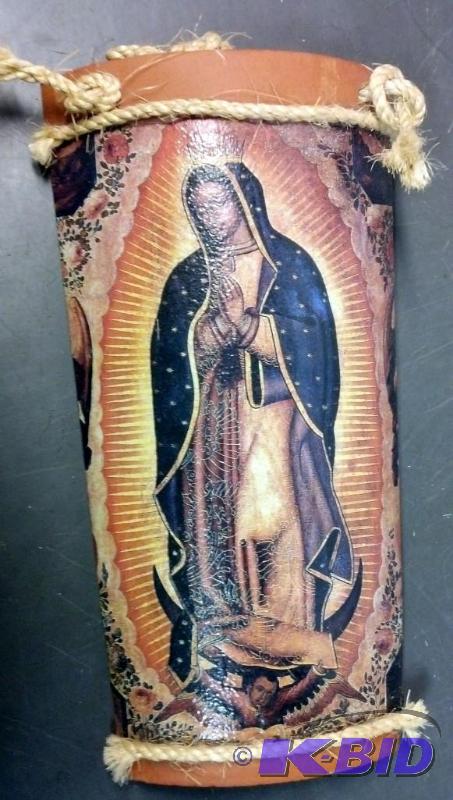 lot 89 image: Religious Picture made from a clay pot, 12&qu...