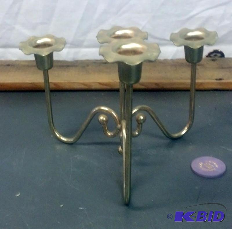 lot 93 image: Table top Brass candle holder centerpiece...