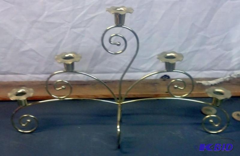 lot 94 image: Table top Brass candle holder centerpiece...