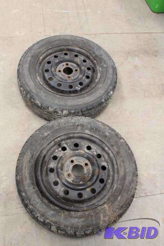 17570R14 Pair of Tires on Wheels, 70% Tread