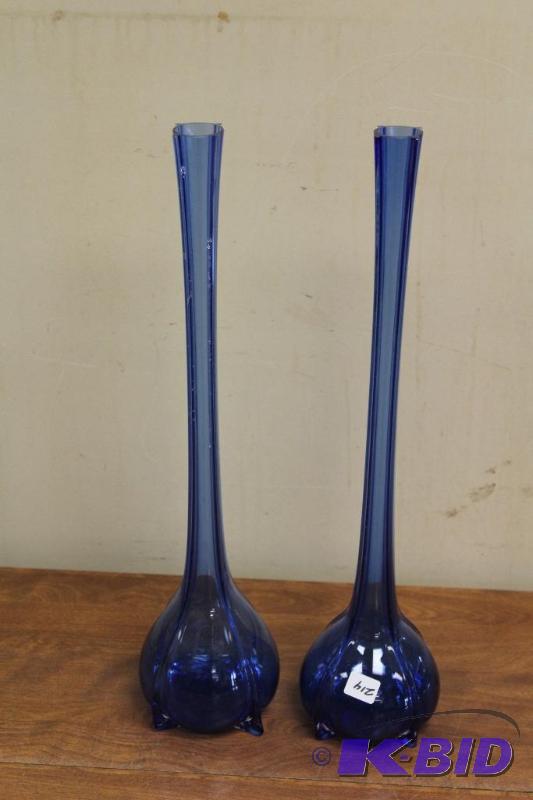 Pair of Tall Blue Glass Vases&nbsp...