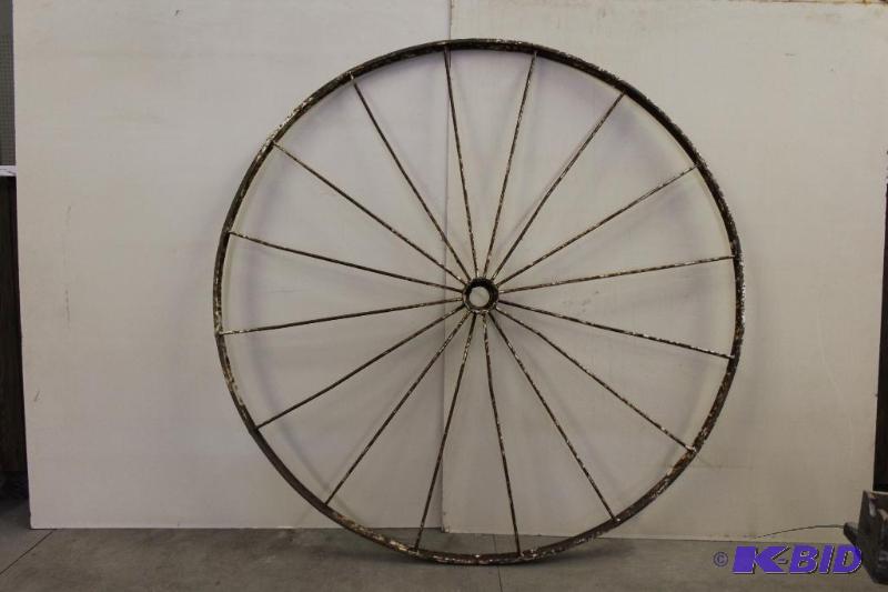 Large Antique Steel Wagon Wheel 53&quot &nbs...