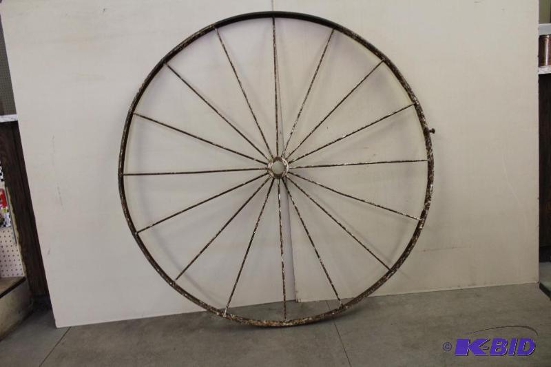 Large Antique Steel Wagon Wheel 53&quot...
