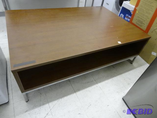 Metal framed table. Lamiante top. Underneath ...