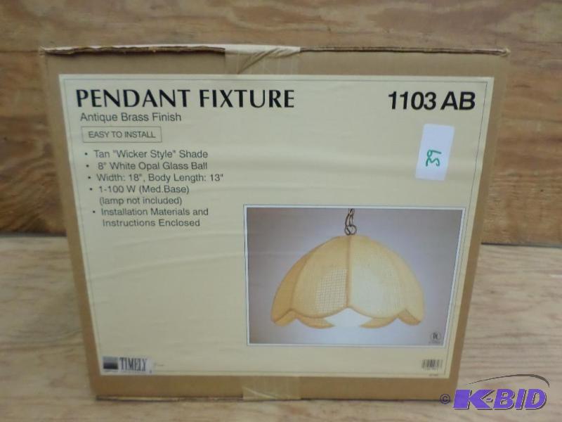 New Pendant Fixture, 18&quotx13&quot Tan Wi...