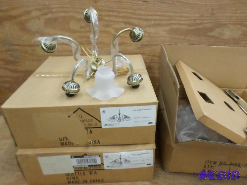 (3) New International 5-Light Antique Brass C...