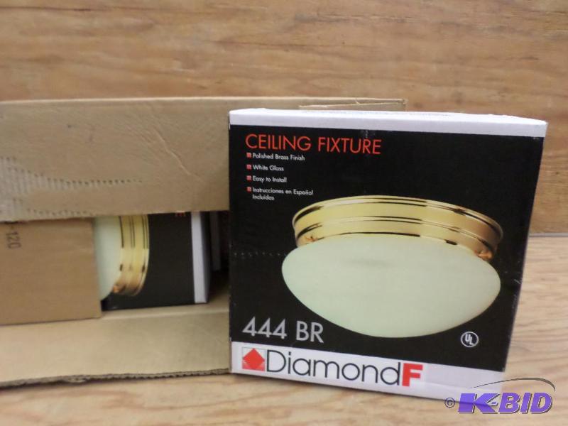 (4) New DiamondF Polished Brass White Glass D...