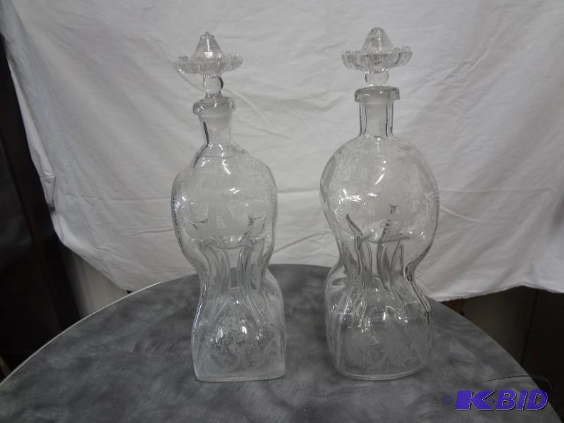Pair of Dutch Themed Decanters