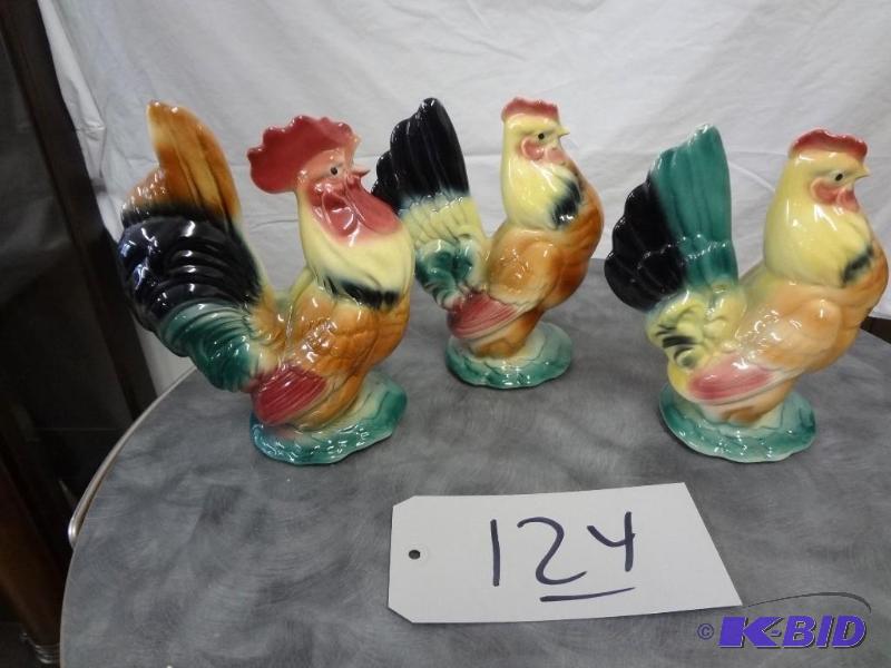 Porcelain Chickens and Rooster
