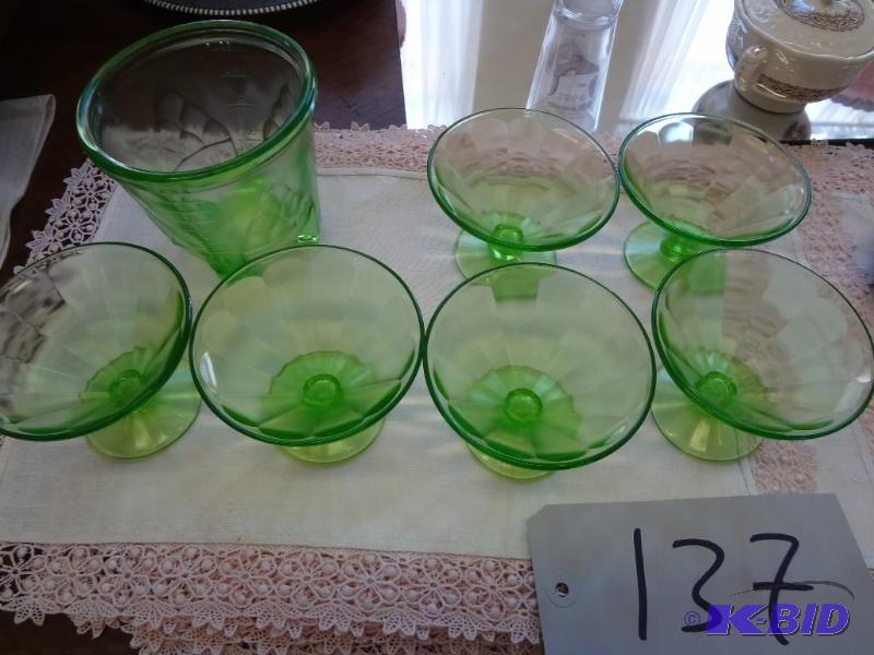 Green Depression Glass, Beater Bowl