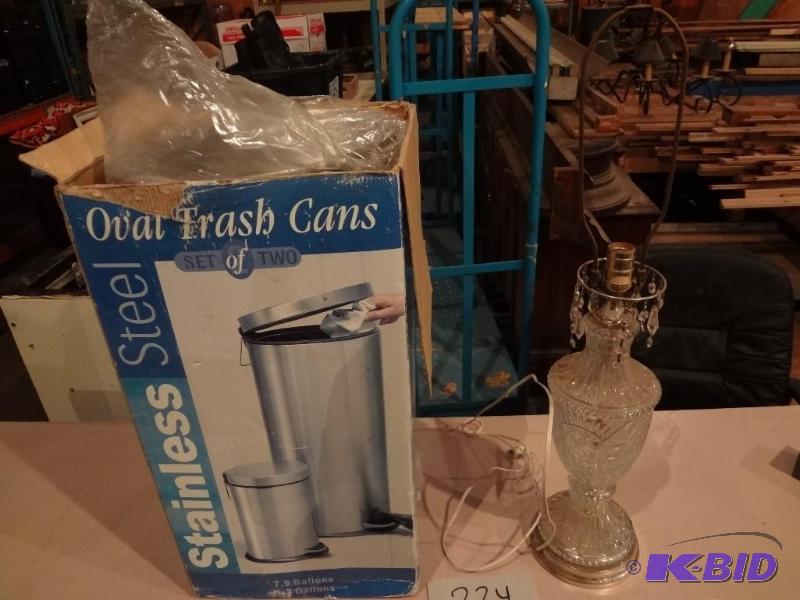 Stainless Trash Cans, Crystal Lamp