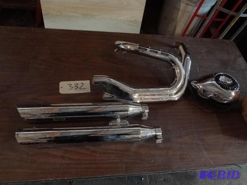 Stock Exhaust , Harley Fat Bob, Stack Air Cleaner, mounting Hardware
