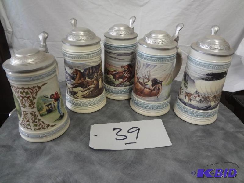 (5) Western Motif Steins