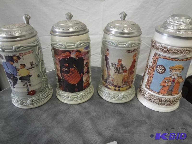 (4) Saturday Evening Post Steins