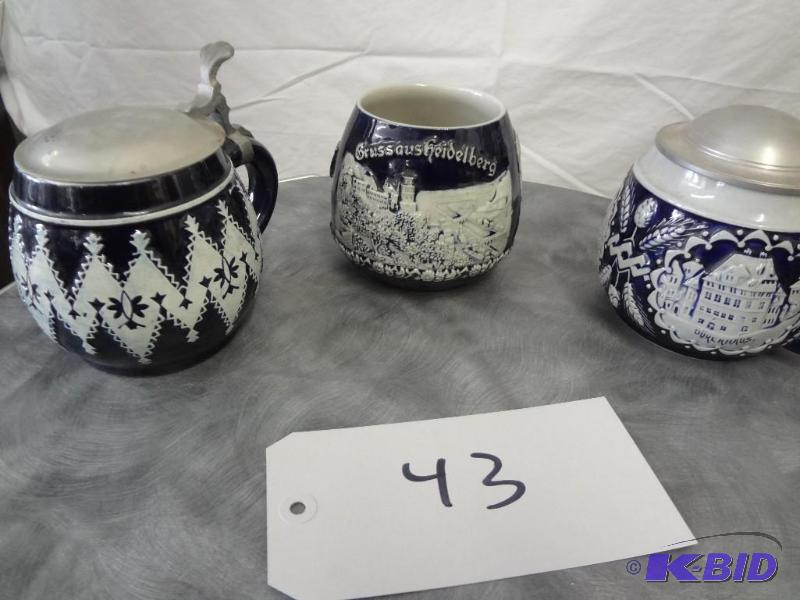 (3) Short Fat German Steins