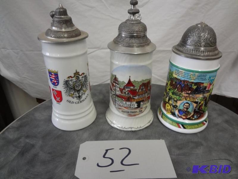 (3) White Porcelain Mugs