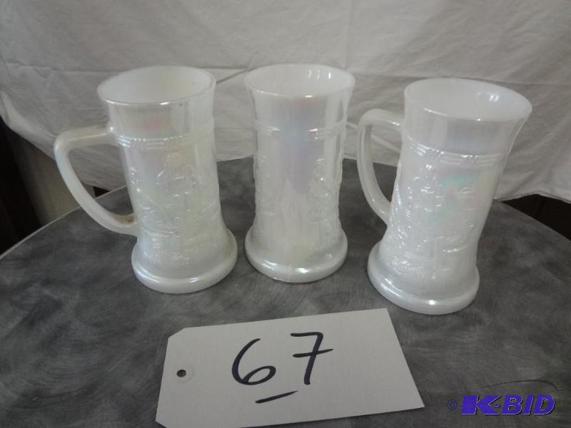 (3) Carnival Glass Mugs