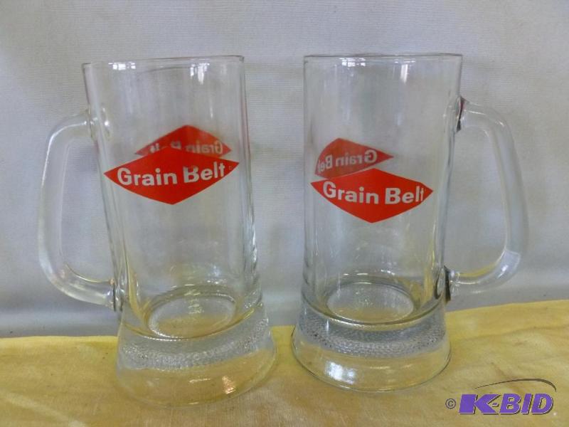 Lot of two matching Grain Belt glass beer mug...