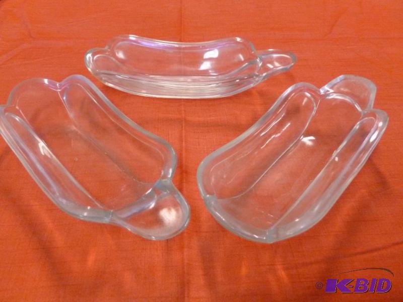 Lot of three vintage banana split glass dish...