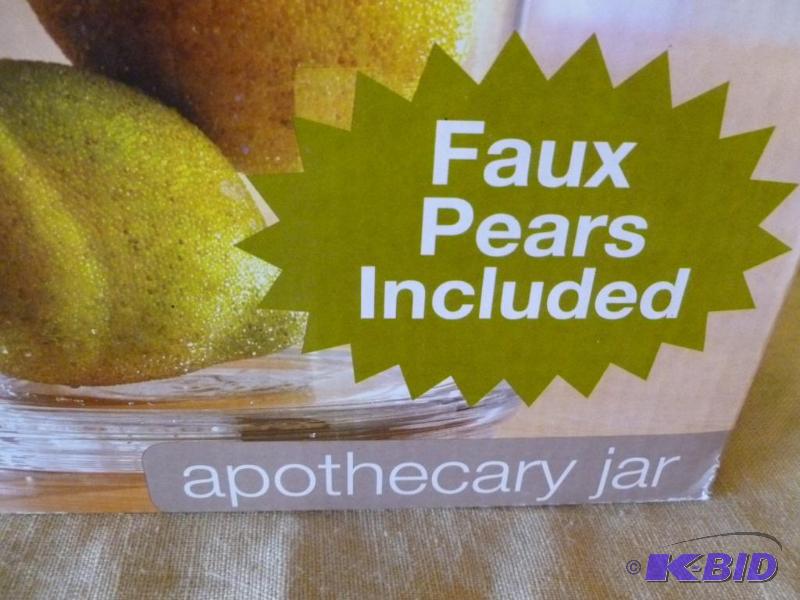 Elements apothecary jar with faux pears, new ...