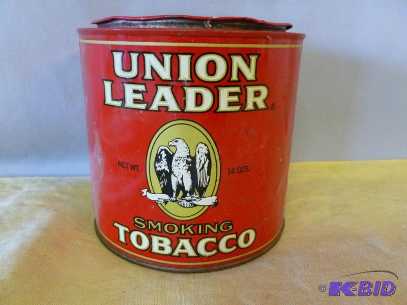 Vintage Union Leader metal tobacco can that m...