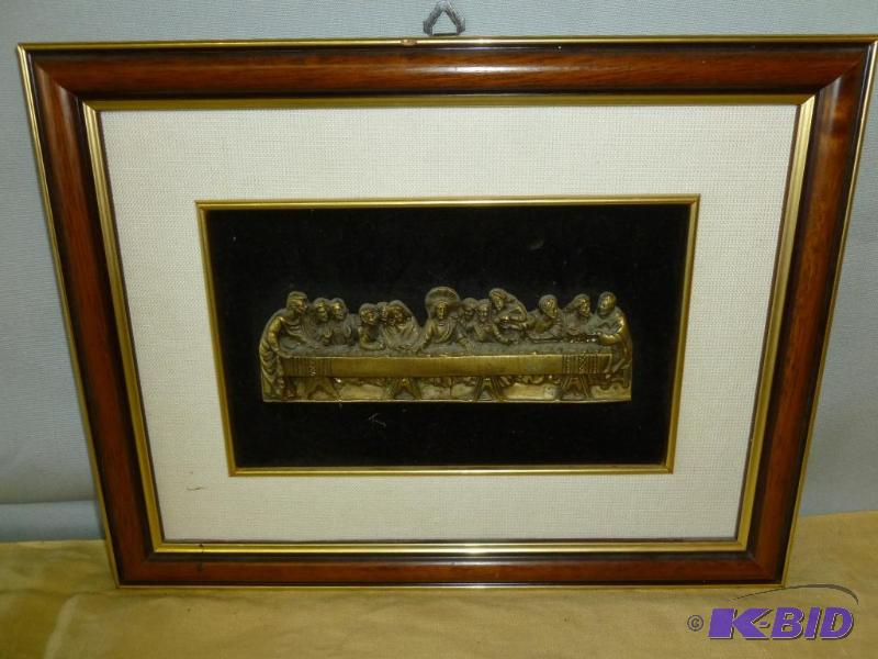 Beautiful embossed cast brass wood framed las...